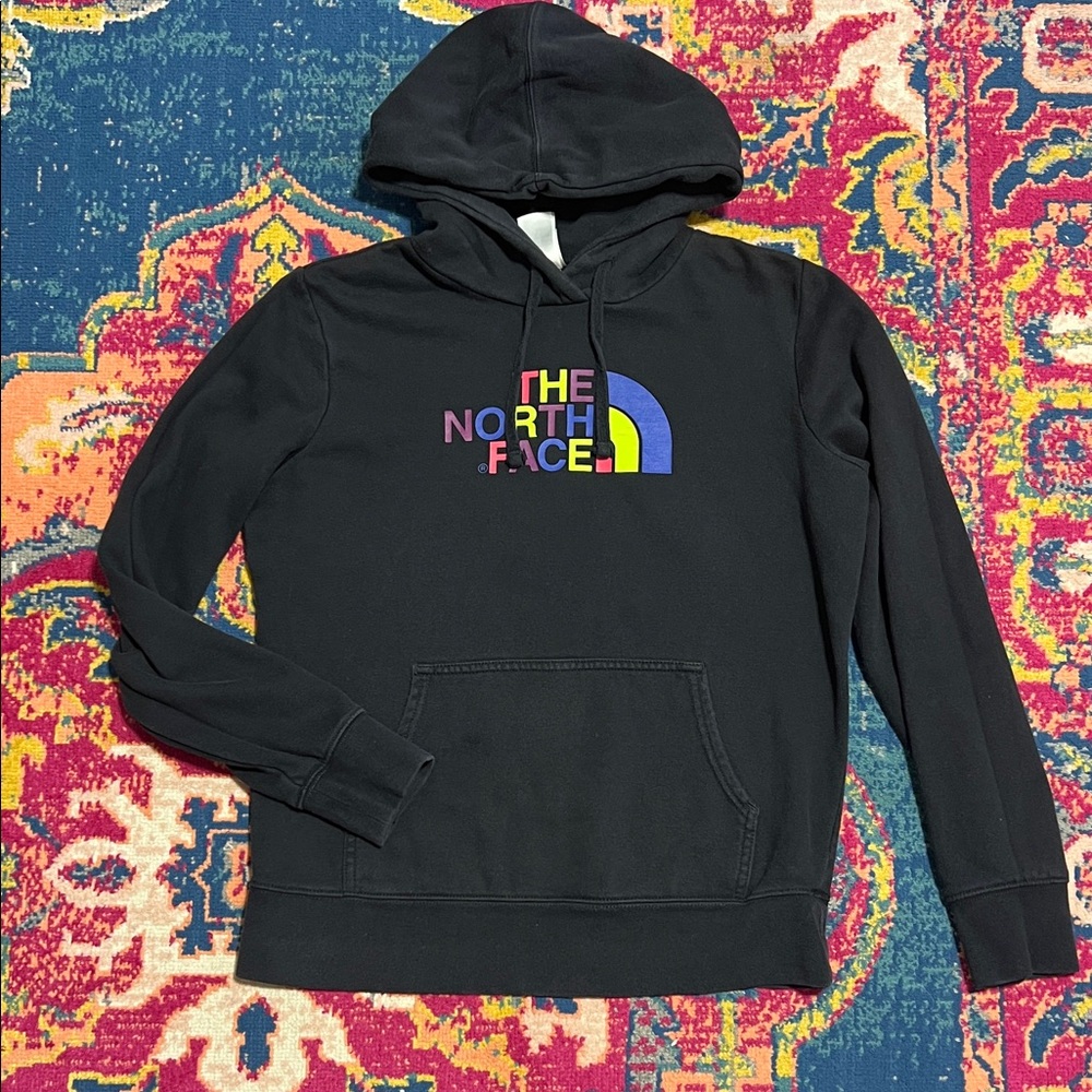 The North Face Black Hoodie with Vibrant Logo